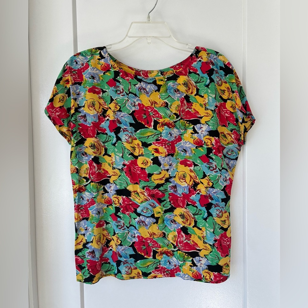 Vintage Miss O by Oscar de la Renta Silk Floral Top